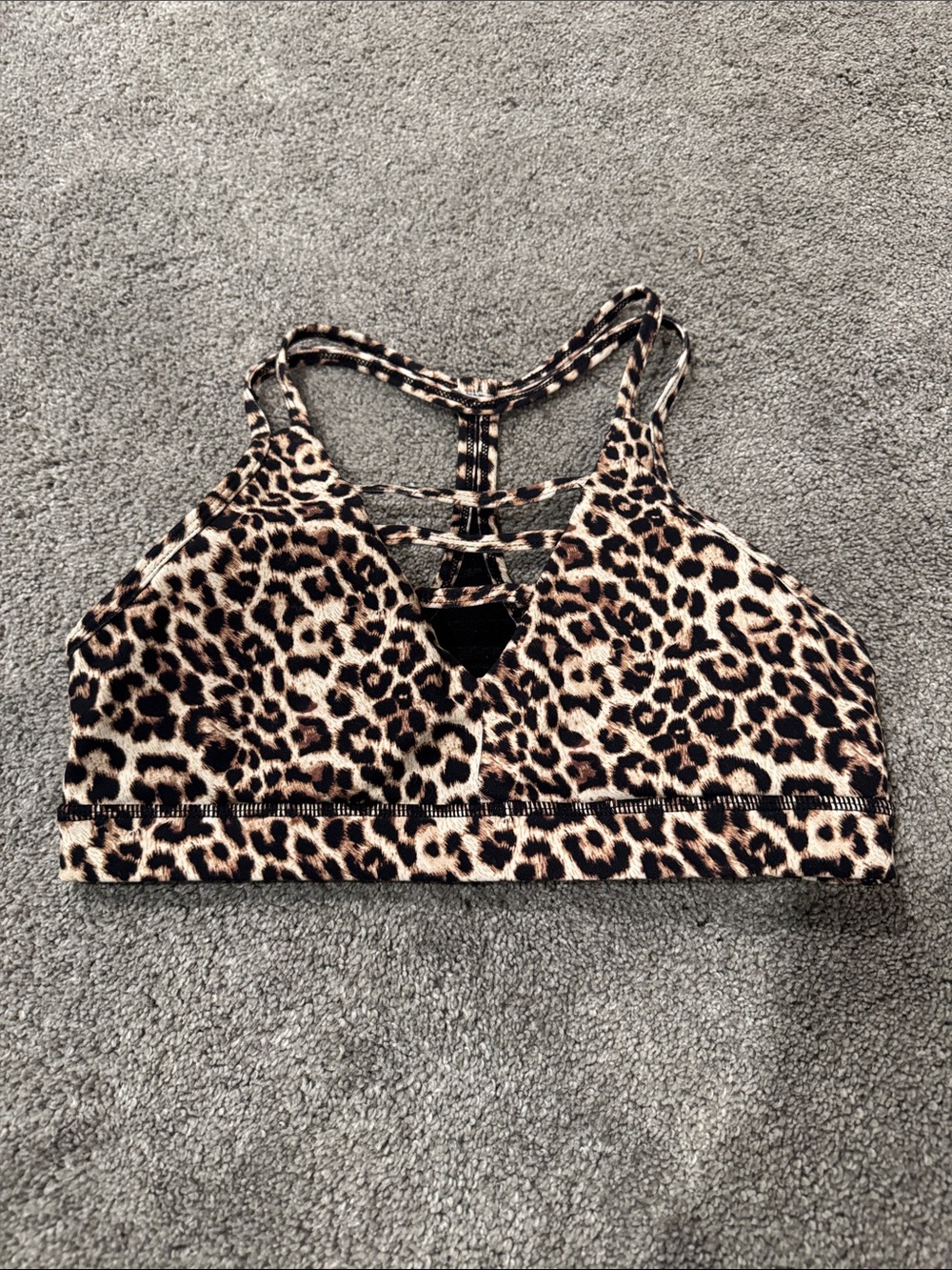 Leopard Print Strappy Zyia Grid Top - Brown/Black